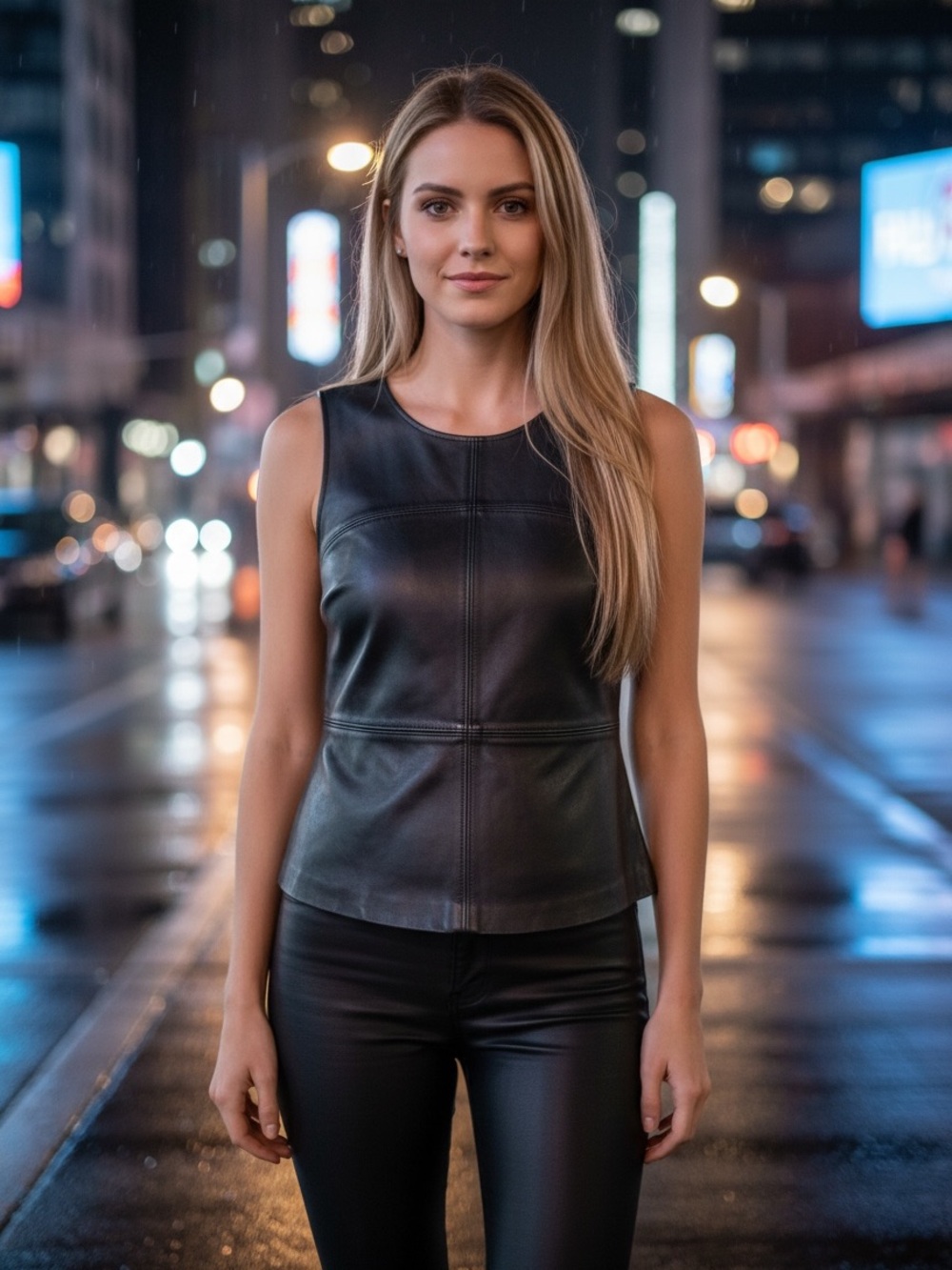 Mackage Black Faux Leather Sleeveless Tank